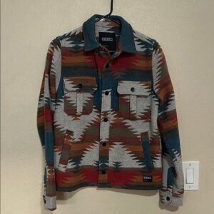 Pendleton Looking Men's Southwest Pattern Shirt Jacket - Red, Blue, Gray